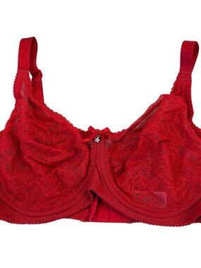 Wacoal 855186 Lace Red Retro Underwire Bra By Wacoal 34D Adjustable Straps
